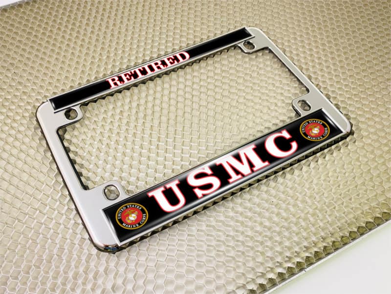 USMC Retired - Motorcycle Metal License Plate Frame